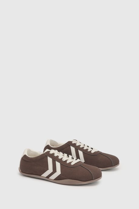 Riley Faux Suede Contrast Lace Up Trainers - Image 3