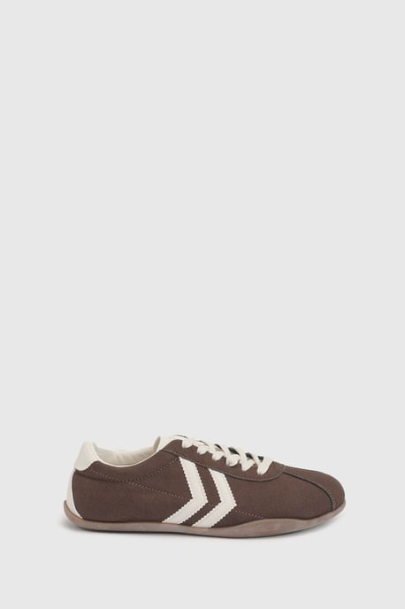 Riley Faux Suede Contrast Lace Up Trainers - Image 4