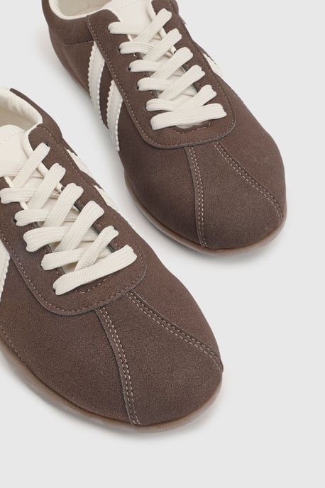 Riley Faux Suede Contrast Lace Up Trainers - Image 5