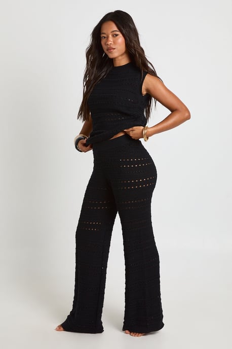 Crochet Knit Longline Top and Trouser Co-Ord - Image 1