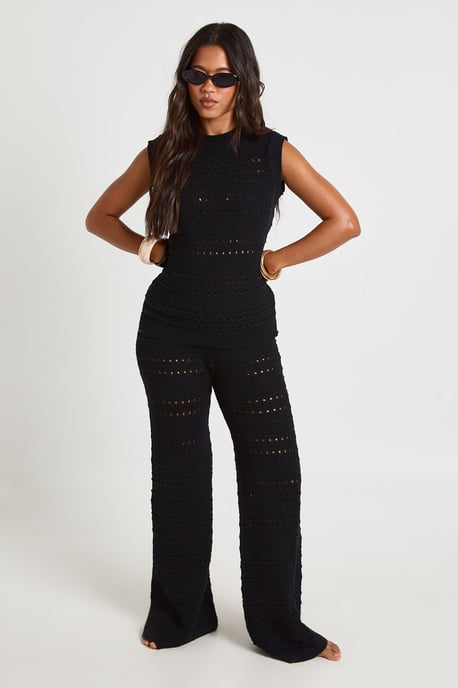 Crochet Knit Longline Top and Trouser Co-Ord - Image 3