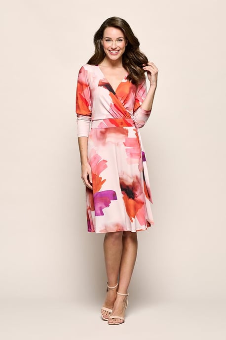 July Print Jurk Zand / Roze - Image 1