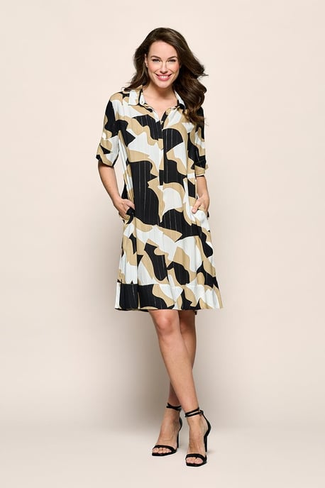 Joella Print Tuniek Zwart / Camel - Image 1