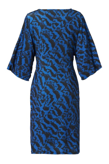 Milan Print Jurk Zwart / Kobalt - Image 4