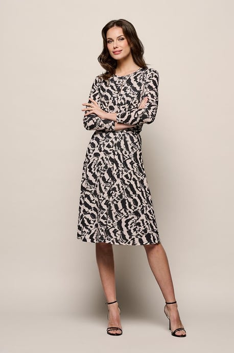Maddie Print Jurk Creme / Zwart - Image 1