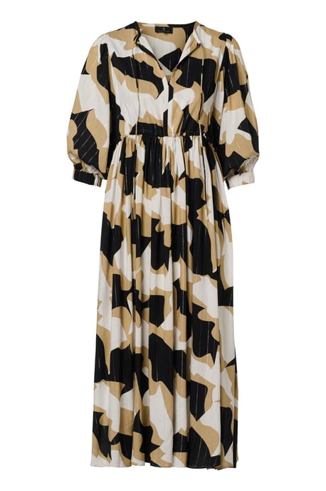 Sophie Print Jurk Zwart / Camel - Image 3