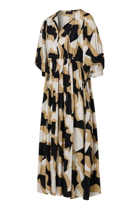 Sophie Print Jurk Zwart / Camel - Image 4