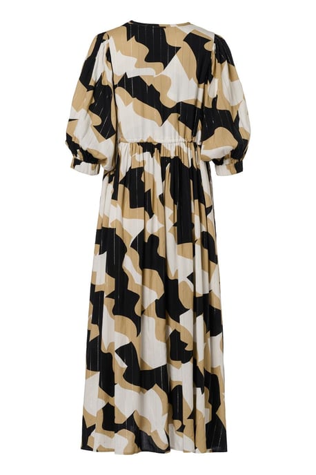 Sophie Print Jurk Zwart / Camel - Image 5