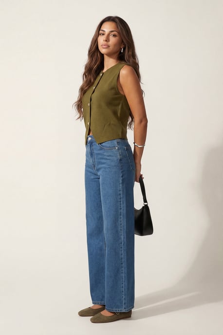 Striaght Leg Jean Mid Blus - Image 2
