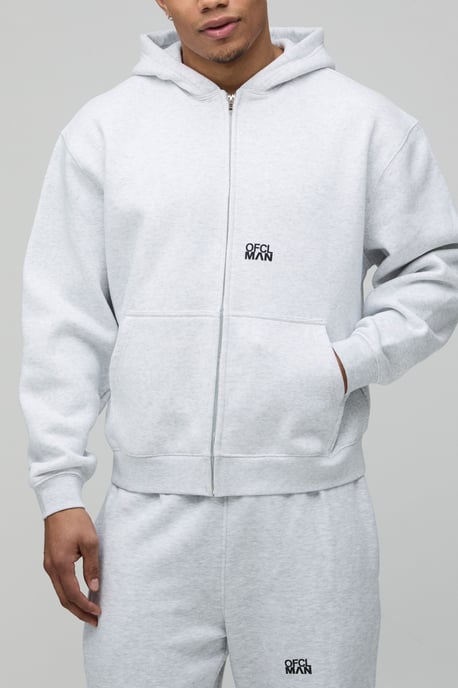 Oversized Boxy Logo Graphic Zip Through Hooded Tracksuit - Image 3
