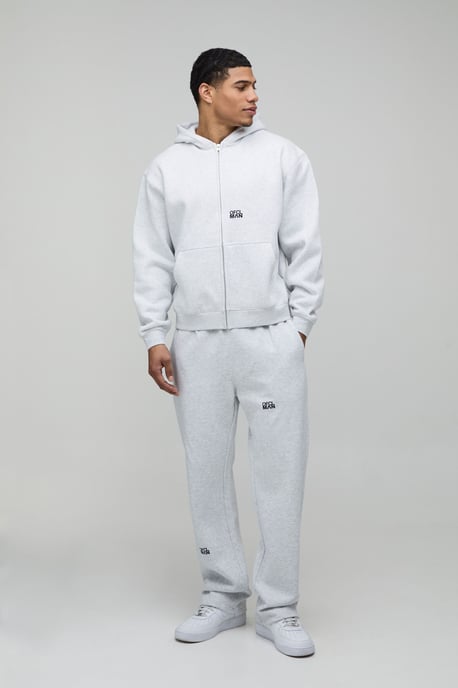 Oversized Boxy Logo Graphic Zip Through Hooded Tracksuit - Image 4