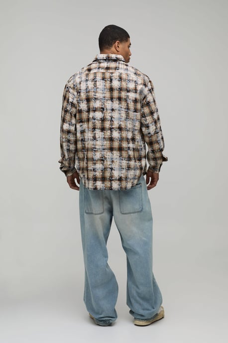 Oversized Badge Applique Checked Shirt - Image 2