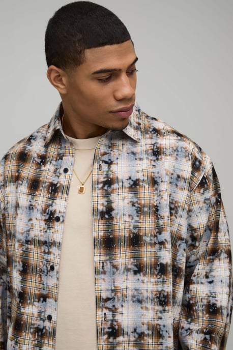 Oversized Badge Applique Checked Shirt - Image 3