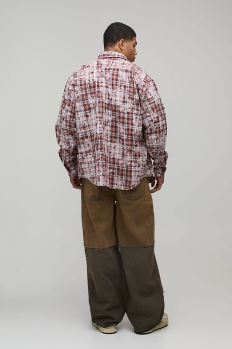 Oversized Badge Applique Checked Shirt - Image 2