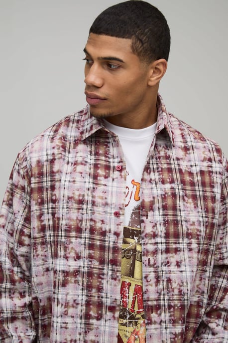 Oversized Badge Applique Checked Shirt - Image 3