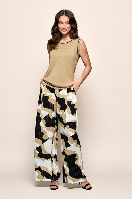 Casey Print Broek Zwart / Camel - Image 1