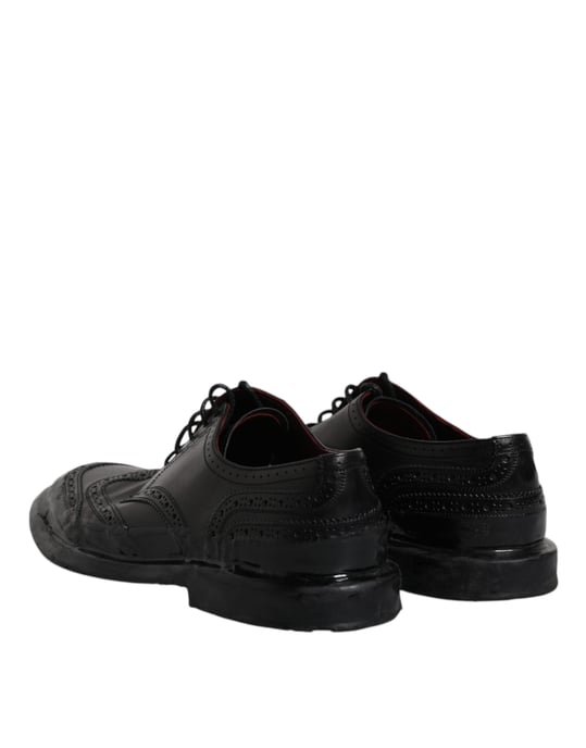 Dolce & Gabbana Zwarte Leren Derby Wingtip Formele Schoenen - Image 5