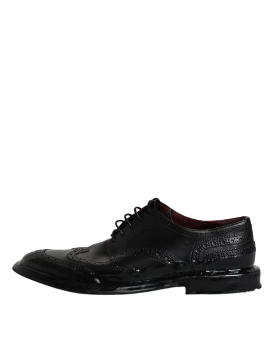 Dolce & Gabbana Zwarte Leren Derby Wingtip Formele Schoenen - Image 6