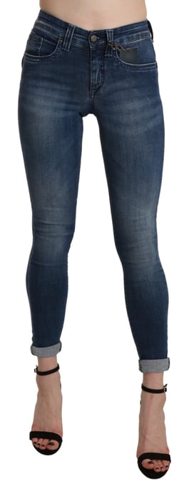 Ermanno Scervino Blauwe Gewassen Hoge Taille Skinny Cropped Katoenen Jeans - Image 1