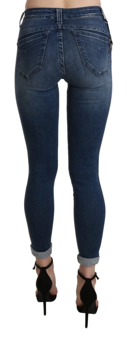 Ermanno Scervino Blauwe Gewassen Hoge Taille Skinny Cropped Katoenen Jeans - Image 3