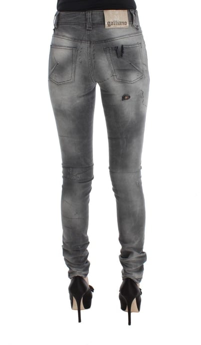John Galliano Grijs Gewassen Katoenmengsel Slim Fit Denim Jeans Broek - Image 3