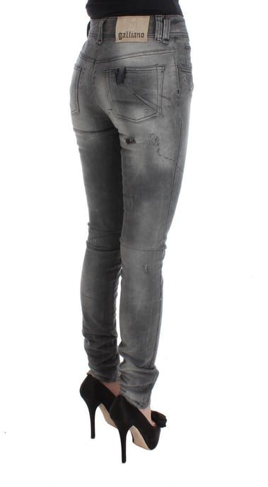John Galliano Grijs Gewassen Katoenmengsel Slim Fit Denim Jeans Broek - Image 4
