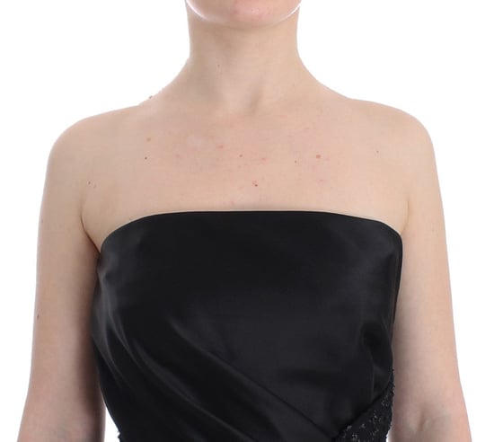 Masha Ma Zwarte Strapless Versierde Pennenjurk - Image 5
