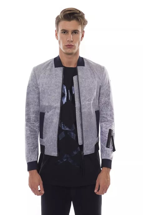 Nicolo Tonetto Gray Polyester Men Bomber Jacket - Image 1