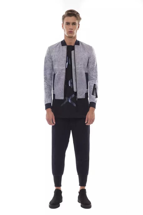 Nicolo Tonetto Gray Polyester Men Bomber Jacket - Image 4