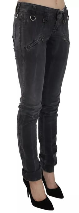 John Galliano Grijs Gewassen Lage Taille Rits Side Skinny Denim Jeans - Image 3