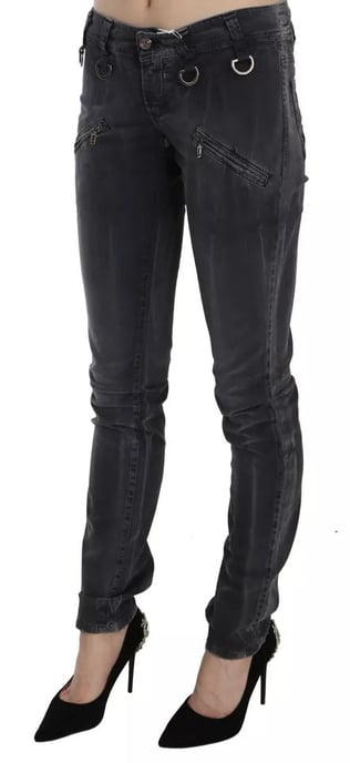 John Galliano Grijs Gewassen Lage Taille Rits Side Skinny Denim Jeans - Image 4