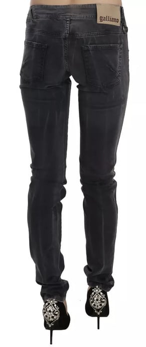 John Galliano Grijs Gewassen Lage Taille Rits Side Skinny Denim Jeans - Image 5