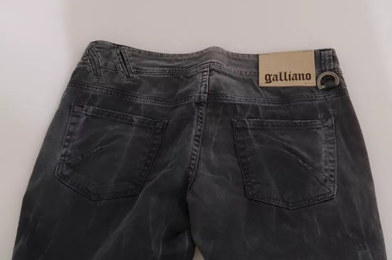 John Galliano Grijs Gewassen Lage Taille Rits Side Skinny Denim Jeans - Image 6