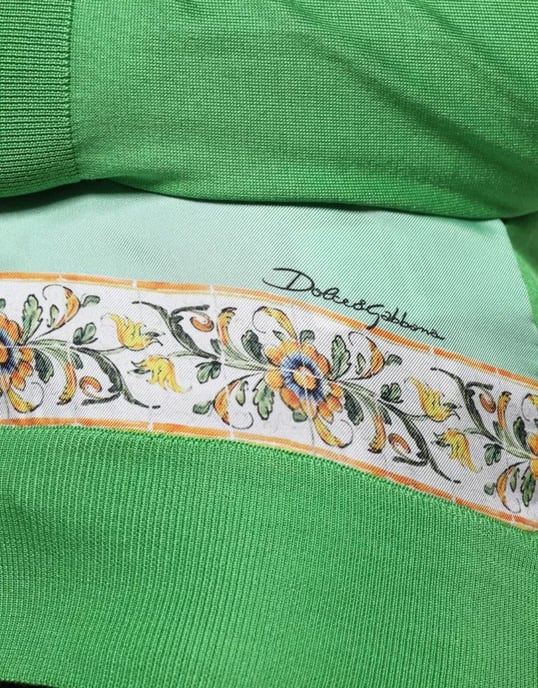 Dolce & Gabbana Groene Zijde Granita Al Limone Lange Mouwen Trui - Image 4
