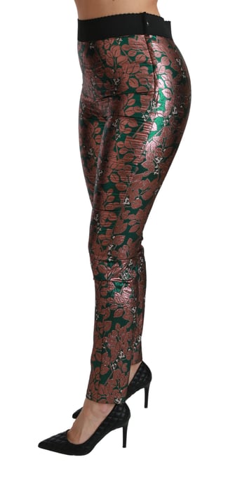 Dolce & Gabbana Groene Bronzen Blad Panty Skinny Broek - Image 6