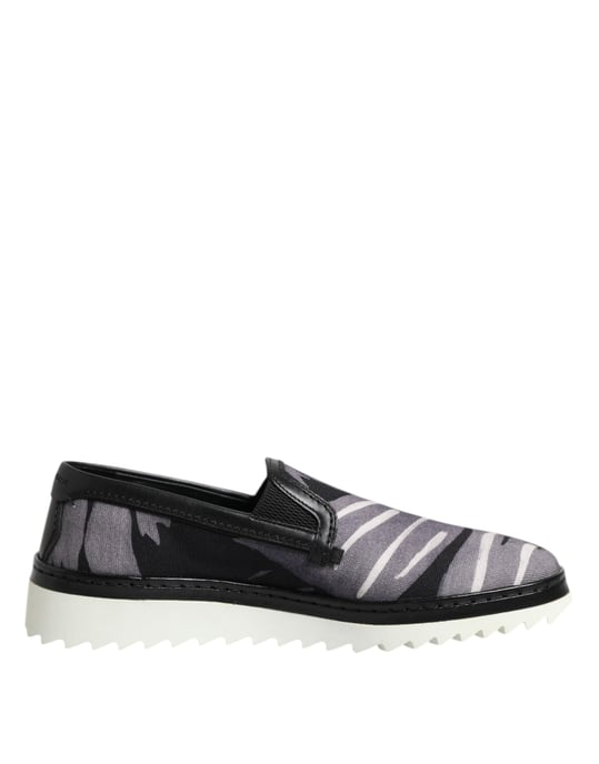 Dolce & Gabbana Black Tropical Slip On Men Sneakers Shoes - Image 1