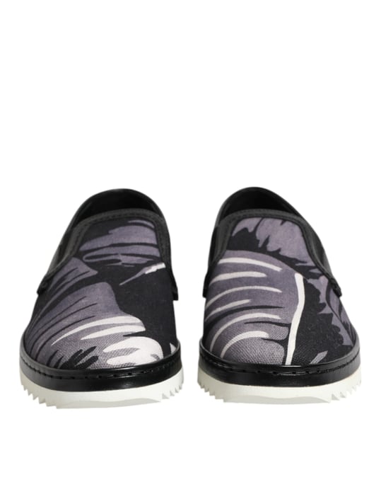 Dolce & Gabbana Black Tropical Slip On Men Sneakers Shoes - Image 2