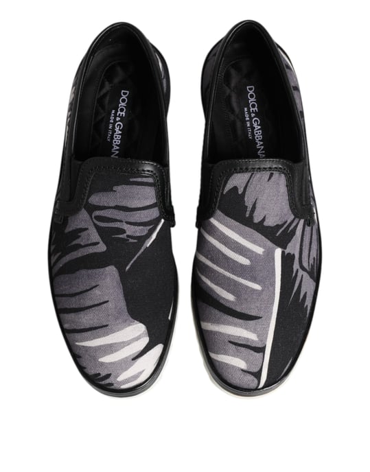 Dolce & Gabbana Black Tropical Slip On Men Sneakers Shoes - Image 3