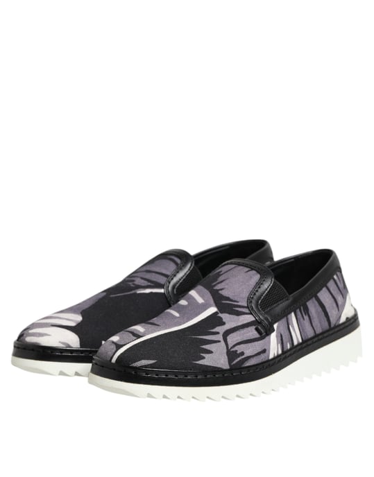 Dolce & Gabbana Black Tropical Slip On Men Sneakers Shoes - Image 4