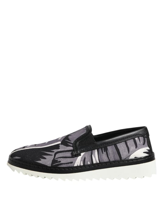 Dolce & Gabbana Black Tropical Slip On Men Sneakers Shoes - Image 6