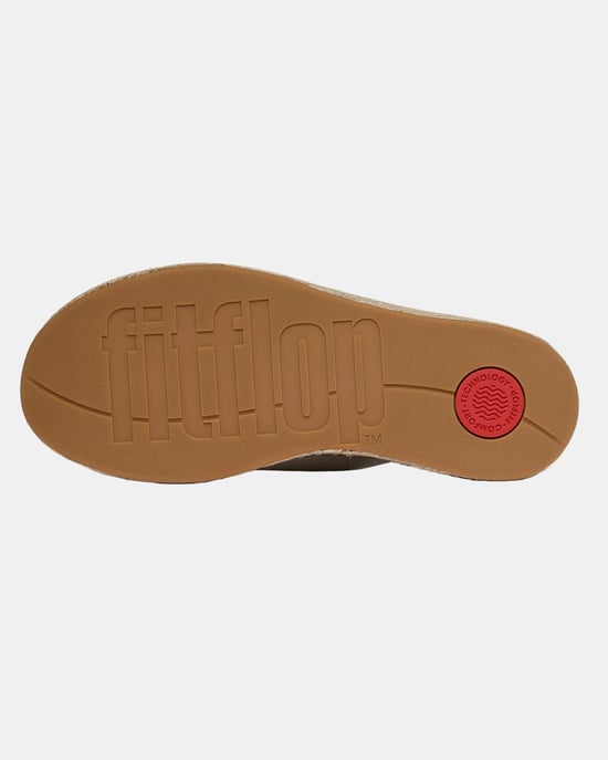 Espadrille Leather Wedge Cross Slides in Tan - Image 4