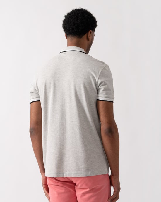 Paddy with Contrast Logo Polo Shirt in Light Grey - Image 2