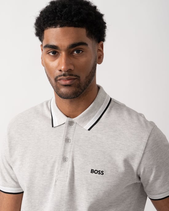 Paddy with Contrast Logo Polo Shirt in Light Grey - Image 3