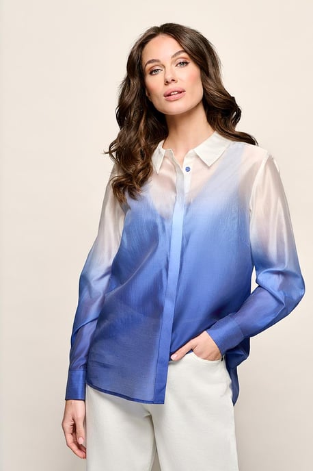 Juna Blouse Offwhite / Kobalt - Image 1