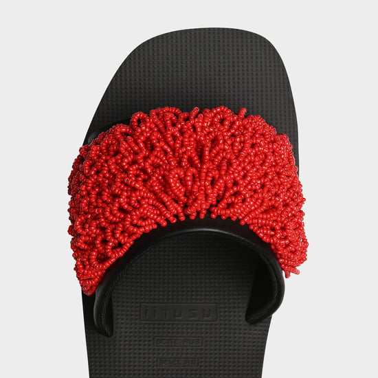 Rode koraalkleurige teenslipper zwart - Image 3