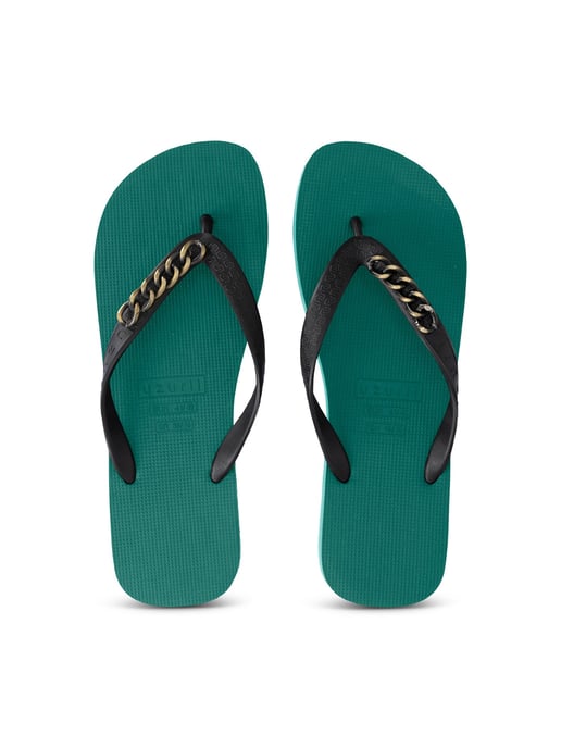 Gouden kleine teenslippers bosgroen - Image 1