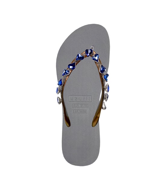 Hartvormige blauwe teenslippers zilver - Image 1