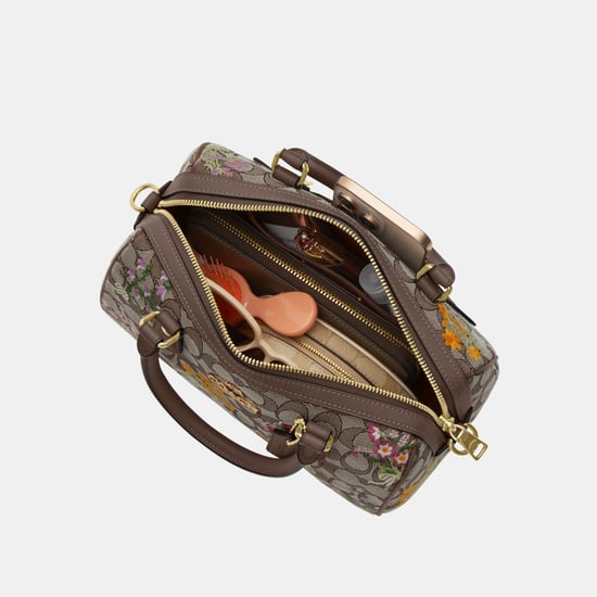 Rowan Satchel Bag In Signature Jacquard With Floral Embroidery - Image 3