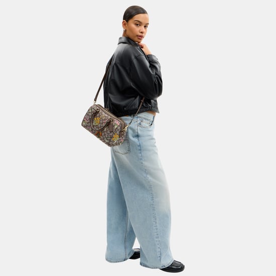 Rowan Satchel Bag In Signature Jacquard With Floral Embroidery - Image 6