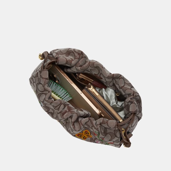 Faye Shoulder Bag In Signature Jacquard With Floral Embroidery - Image 3